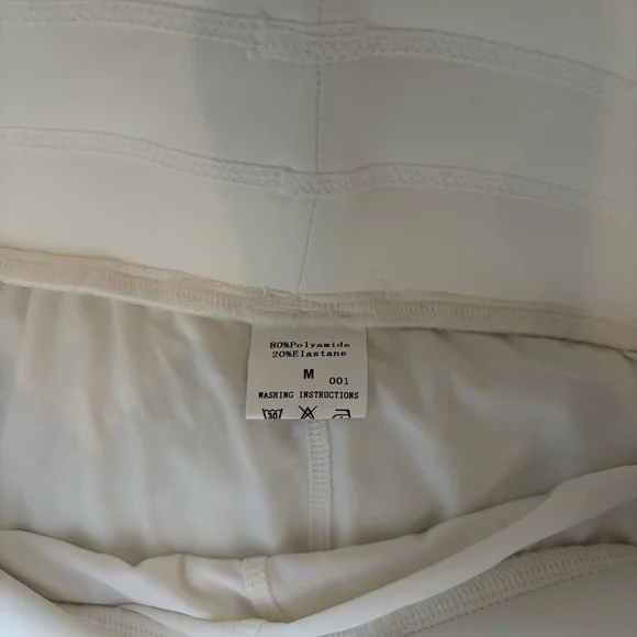 White Tiered Mini Skirt with Drawstring Waist Pant Pocket Size M - Picture 4 of 4